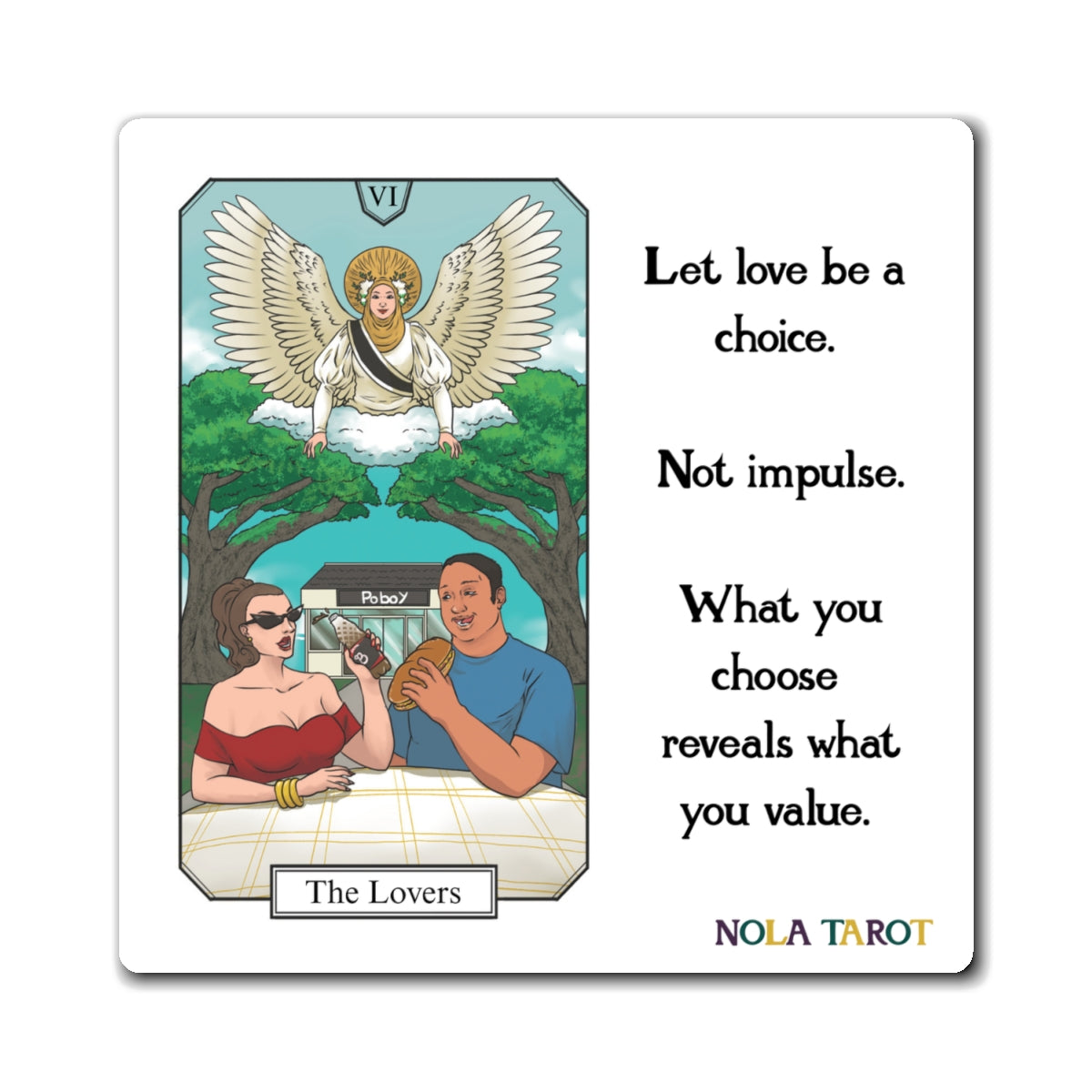 The Lovers Tarot Magnet - Choose with Intention